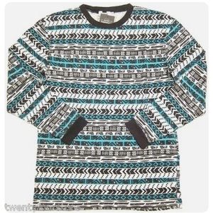 NWT $35 Topman by Topshop Oversized Aztec Print Long Sleeve T Shirt XXS